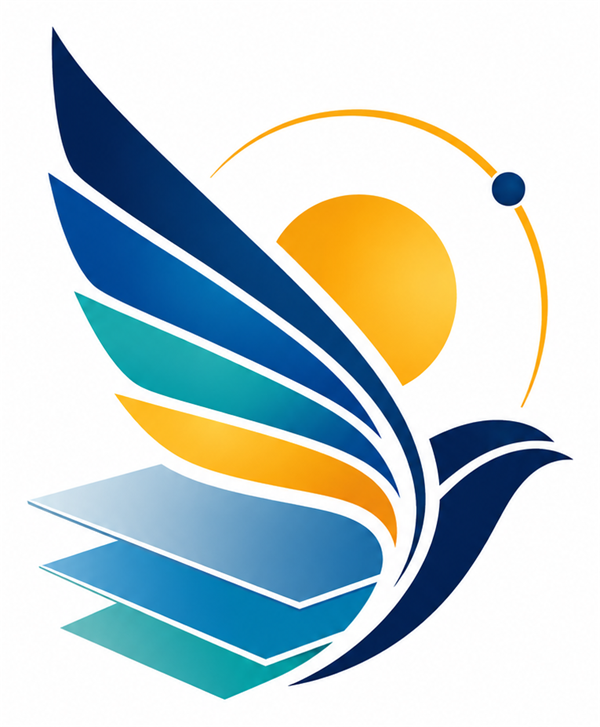Darwin Energetics emblem — a bird of layered solar panels rising in front of the sun